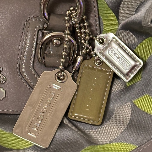 COACH Sabrina Signature Gray/Lime Green Op Art Satchel Handbag #D0971-13861 - Picture 14 of 16